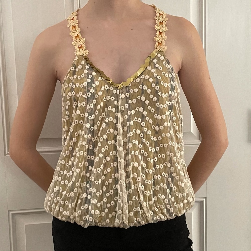 Free People boho ikat+lace halter blouse, Size XS